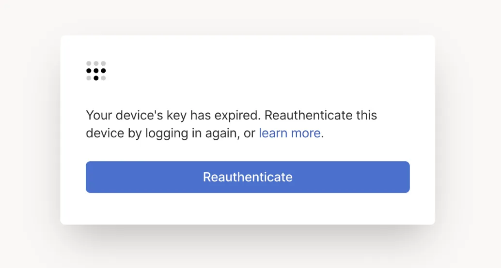Reauthenticateボタンが表示された画面