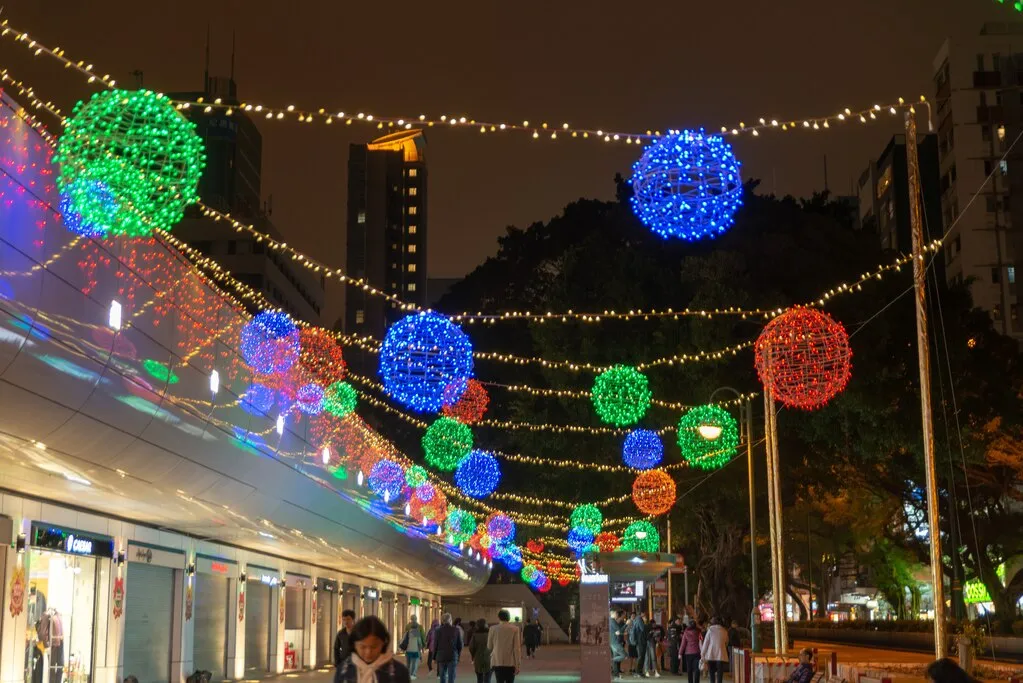 ライトアップされた香港の夜景